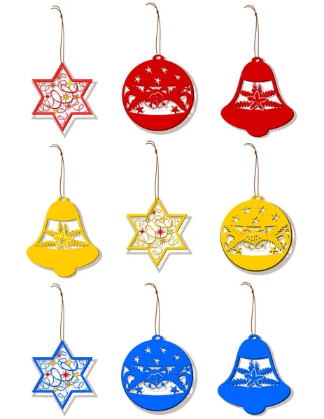 Renkli Noel Mücevherleri Asılı Vektör Illüstrasyonu — Stok Vektör