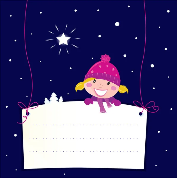 Christmas Card Cute Little Girl — Stock Vector