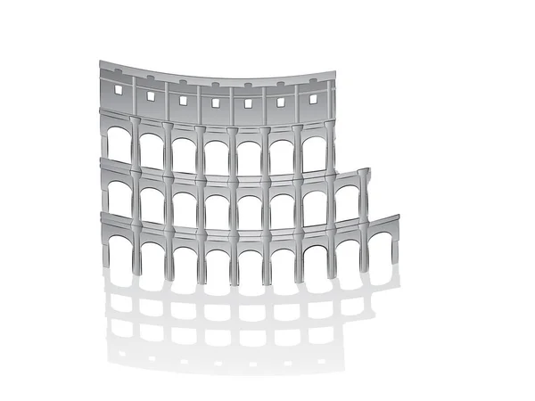Rendu Grand Bâtiment Avec Beaucoup Architecture Forme Drapeau Isolé Blanc — Image vectorielle