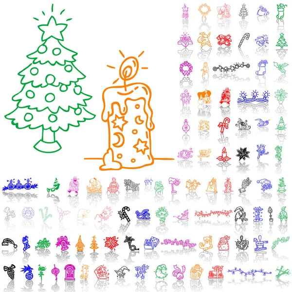 Sada Vánočních Ikon Vektorové Ilustrace — Stockový vektor