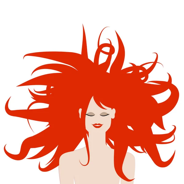 Red Woman Hair Vector Illustration — Stock Vector