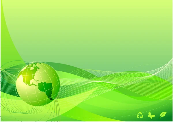 Vector Illustration Green Globe — Stock Vector