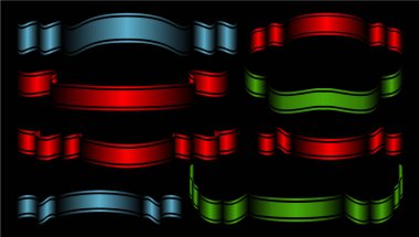 Siyah arkaplanda 8 renkli kurdeleyle ayarlandı