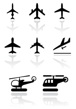 Uçak Icons set, basit tarzı