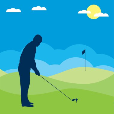 Golfçü adam golf kulübü vektör illüstrasyon grafik tasarımı
