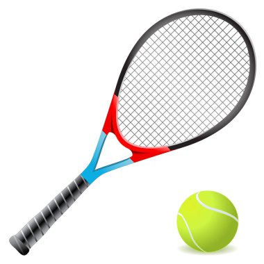 Tenis raketi topu ile. vektör çizim
