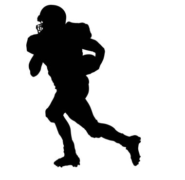 Beyaz arkaplanda bir futbolcunun vektör silueti.