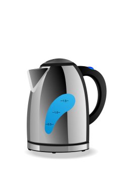 Beyaz arka planda izole edilmiş mavi çaydanlık. vektör illüstrasyonu.