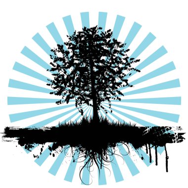 Beyaz arkaplanda vektör ağacı