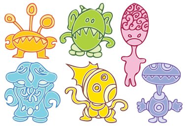 çizgi film setinde deniz hayvanları.