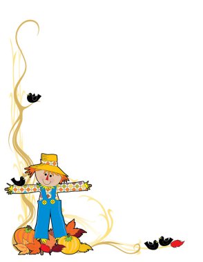 Sonbahar yaprakları ve korkuluk