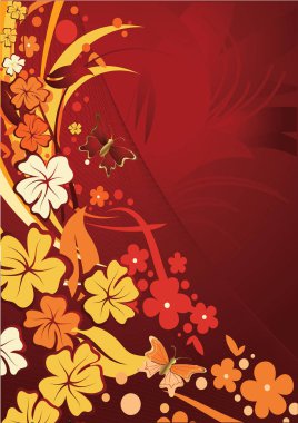 Çiçekli kırmızı çiçek arkaplanı