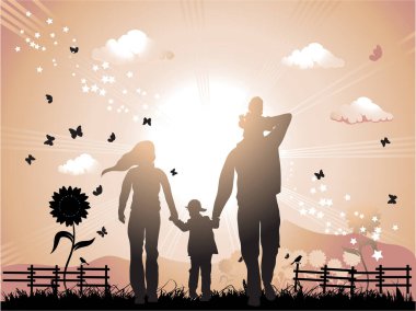Sahada çocuklu aile