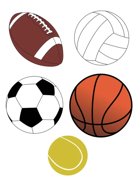 Набор Различных Спортивных Мячей — стоковый вектор