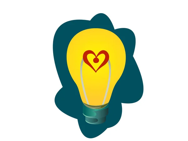 Light Bulb Heart Vector Illustration Design — Stock Vector
