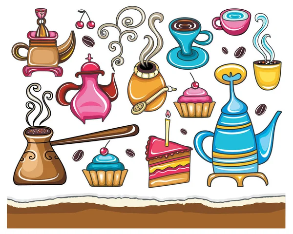 Handgetekende Doodle Coffeeshop Vector Illustratie Eenvoudig Ontwerp — Stockvector