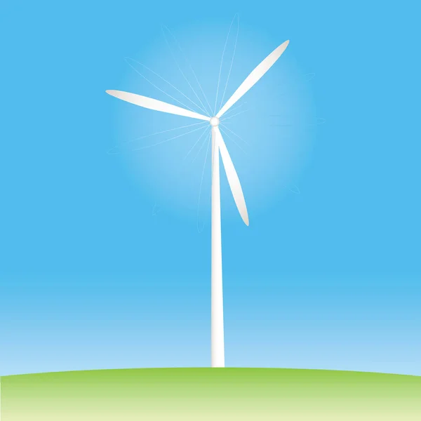 Windturbine Icoon Blauwe Achtergrond — Stockvector