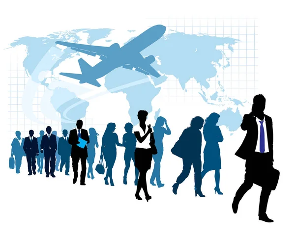 business people and world map, vector illustration