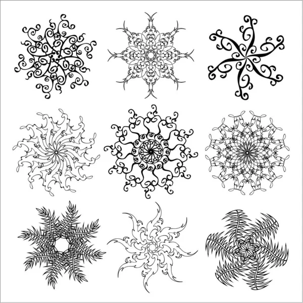 Ensemble Vectoriel Éléments Floraux Décoratifs — Image vectorielle