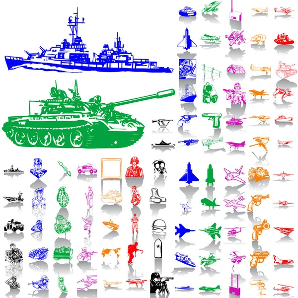 Çeşitli Askeri Gemilerin Koleksiyonu — Stok Vektör