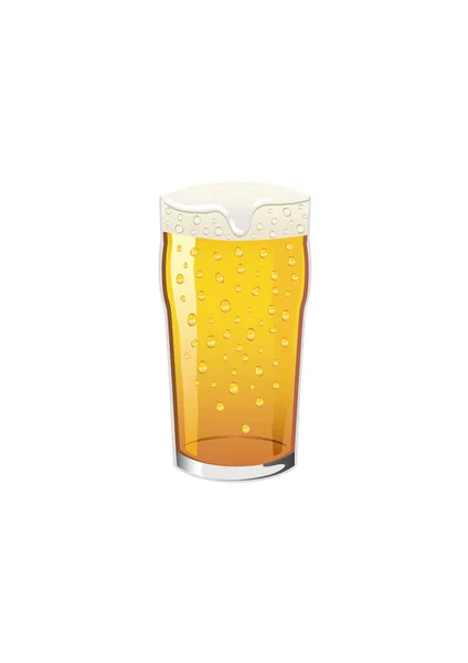 Bierglas Mit Schaumstoff Isoliert Auf Weißem Hintergrund — Stockvektor