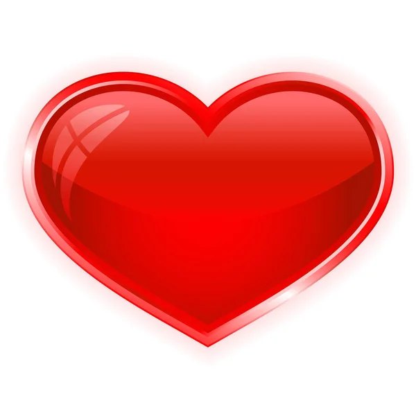 赤く輝くハート 愛のシンボル ベクトル — ストックベクタ