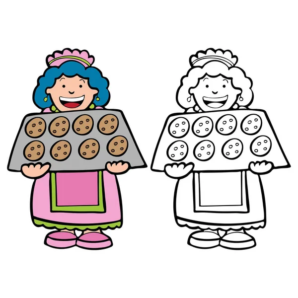 Cartoon Illustration Von Zwei Niedlichen Cookies Charaktere Und Charaktere — Stockvektor