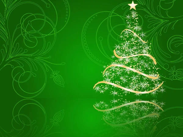 Stilisierter Weihnachtsbaum Auf Dekorativem Hintergrund — Stockvektor
