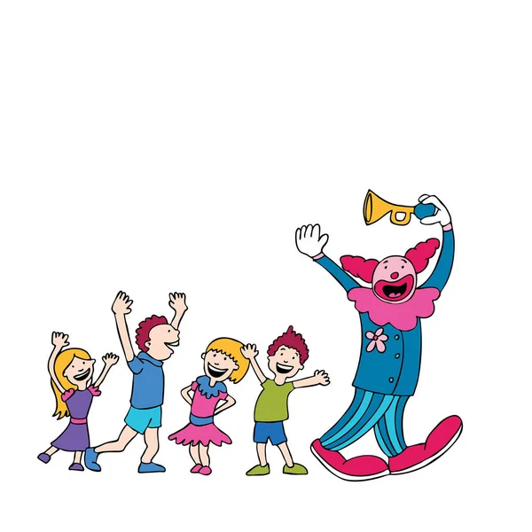 漫画のイラスト 幸せな子供たちが踊ってジャンプする 隔離されたベクトル — ストックベクタ