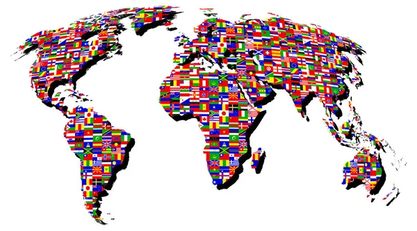 Mappa Del Mondo Mosaico Diversi Colori — Vettoriale Stock