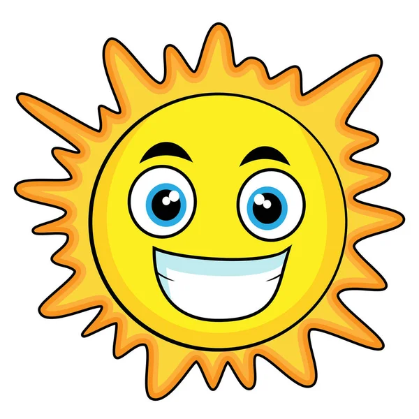 Sol Feliz Con Cara Sonriente Ilustración Vector Aislado — Vector de stock