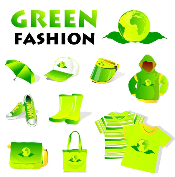 Moda Mulheres Verdes Roupas Vetor —  Vetores de Stock