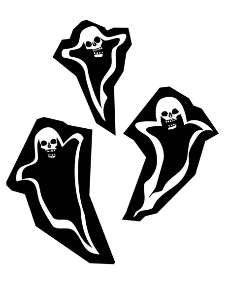 Crânes Noirs Sur Fond Blanc — Image vectorielle