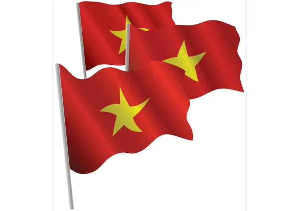Национальные Флаги Вьетнама Белом Фоне Рендеринг Иллюстрации — стоковый вектор