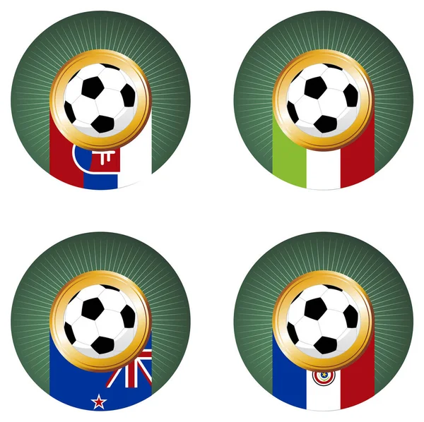 Μπάλα Ποδοσφαίρου Σημαίες Στο Παρασκήνιο — Διανυσματικό Αρχείο