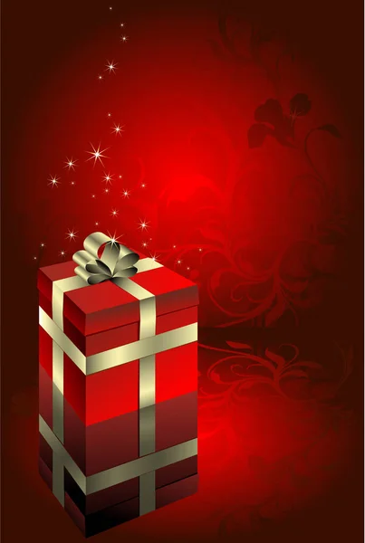 礼品盒 红丝带和蝴蝶结 — 图库矢量图片