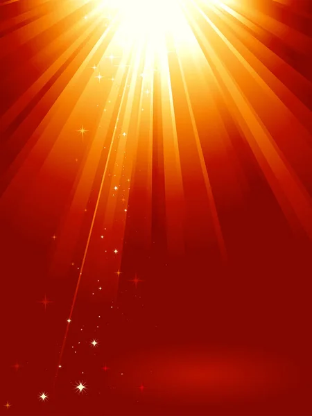 Soleil Brillant Avec Étoile Sur Fond Rouge — Image vectorielle