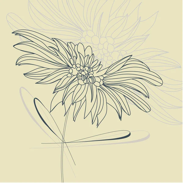 Abstrakt Handritad Blommig Bakgrund Botanisk Illustration Blomma Linje Konst Design — Stock vektor