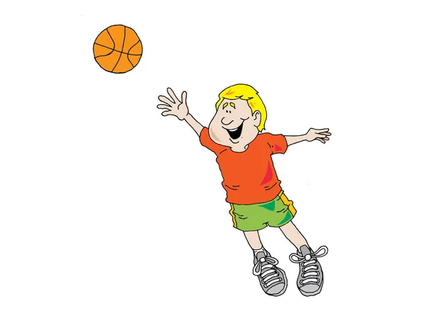 Basketbalista Kreslené Ilustraci — Stockový vektor