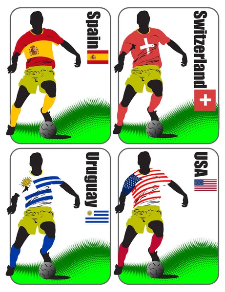 Joueur Football Collection Vecteur Équipe Football — Image vectorielle