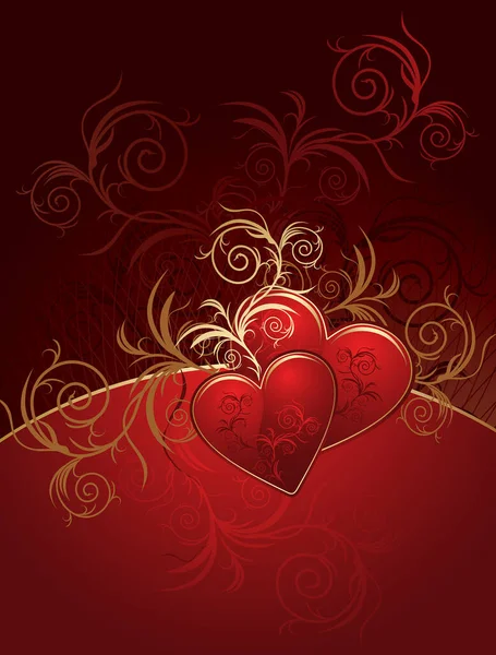 Открытка День Святого Валентина Красными Сердцами — стоковый вектор