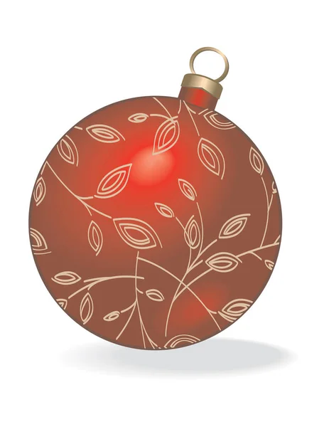 Векторный Рождественский Красный Шар Рисунком Ели — стоковый вектор