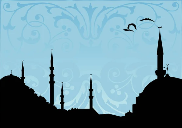 Moskee Silhouet Vector Illustratie — Stockvector