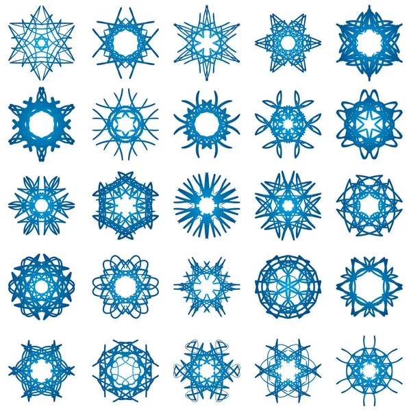 Copos Nieve Azules Ilustración Vectorial Navidad Símbolos Año Nuevo — Vector de stock