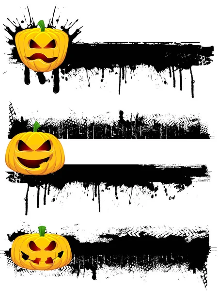 Citrouilles Halloween Avec Visage Effrayant Illustration Vectorielle — Image vectorielle