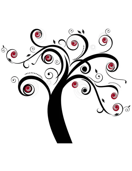 Abstrakter Baum Mit Roten Linien — Stockvektor