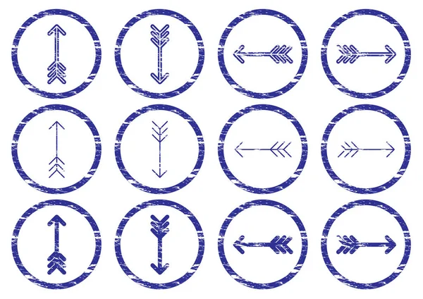 Conjunto Cuatro Flechas Azules — Archivo Imágenes Vectoriales