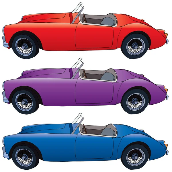 Tres Colores Azul Naranja Cabriolet Deportivo — Archivo Imágenes Vectoriales