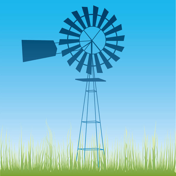 windmill in a green field