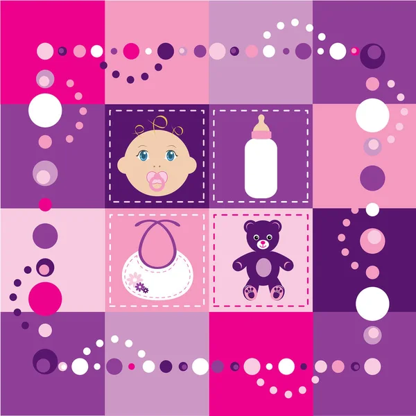 Дизайн Детского Душа Розовом Фоне Векторная Иллюстрация — стоковый вектор